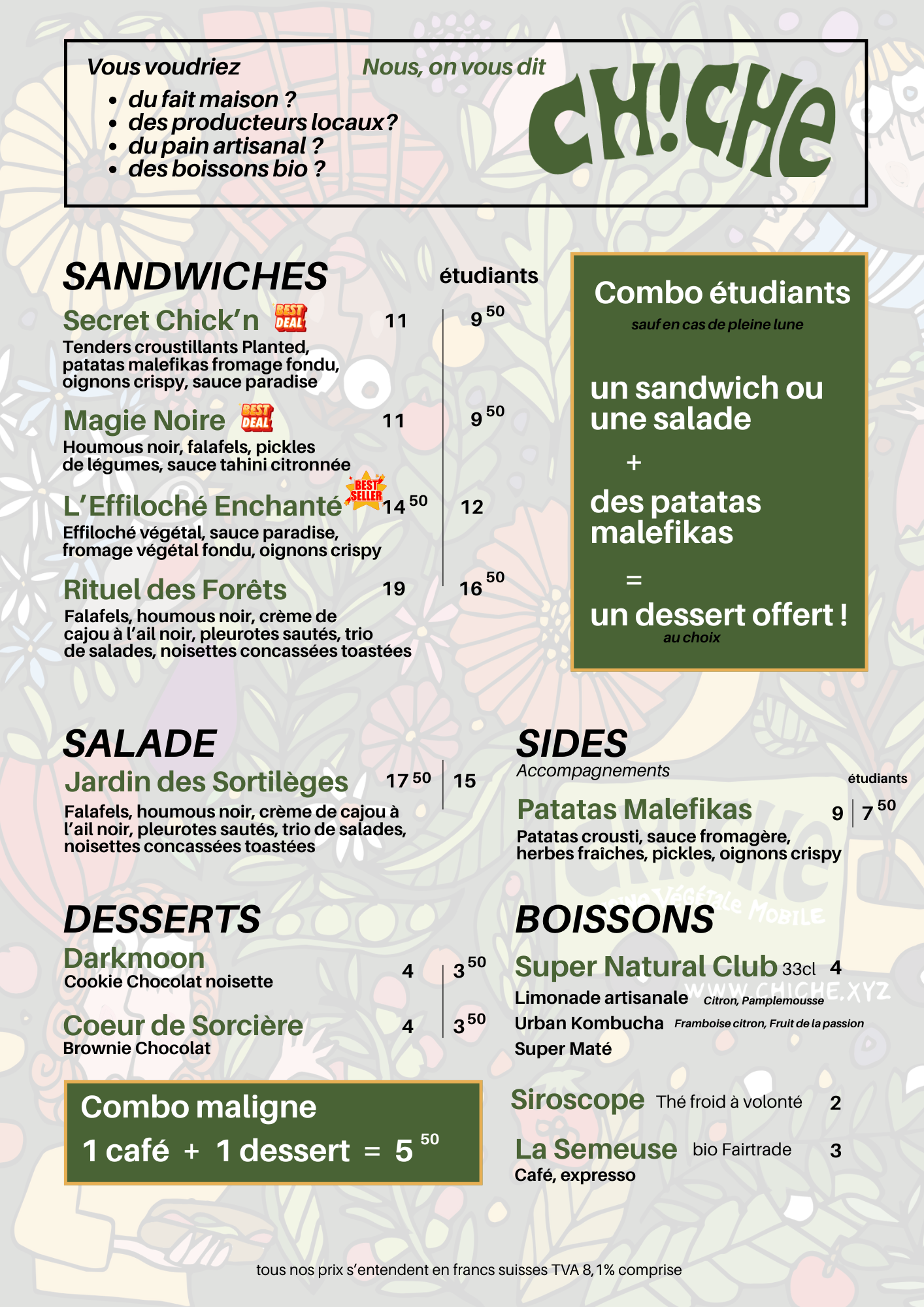Carte des plats